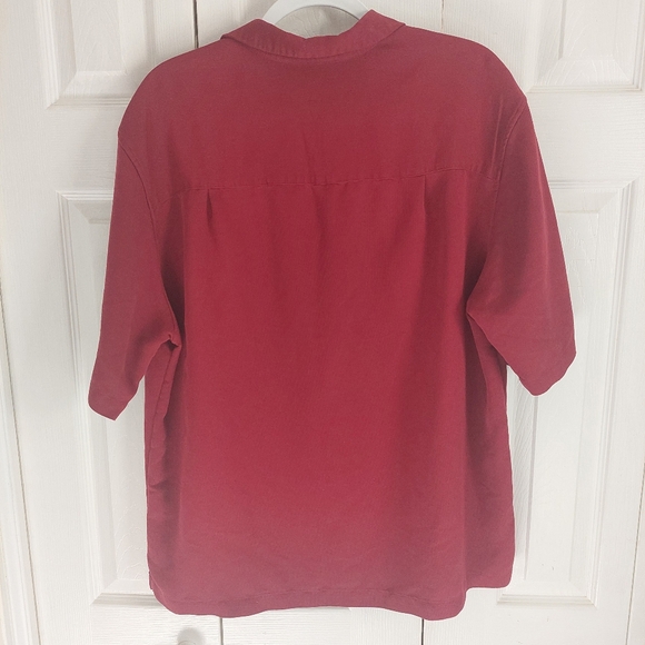 Paradise Collection L collared button down red shirt short sleeve - Picture 3 of 7